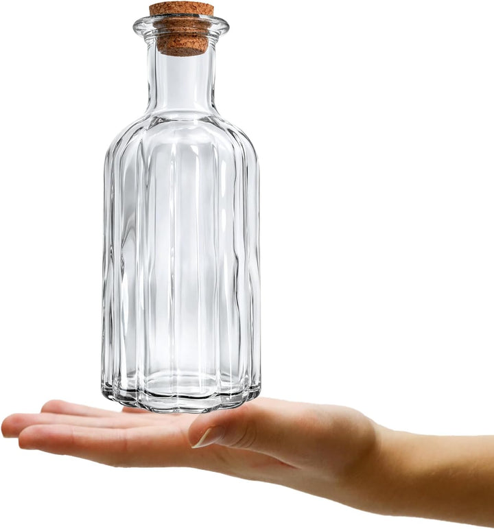 com-four® 6x Glasflasche 450 ml mit Korken - leere Flasche mit Korkenverschluss - Glasbehälter zum B
