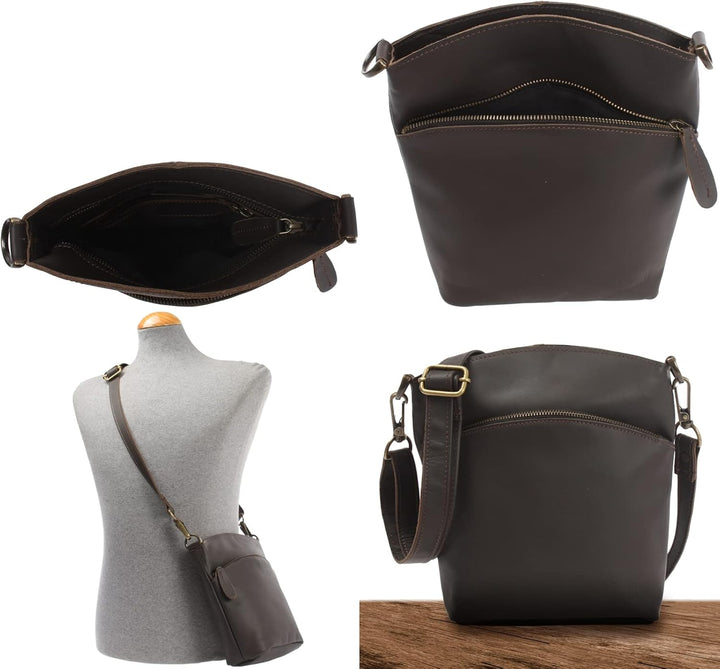 LECONI kleine Umhängetasche Damen Schultertasche Handtasche Freizeittasche Damentasche Ledertasche v