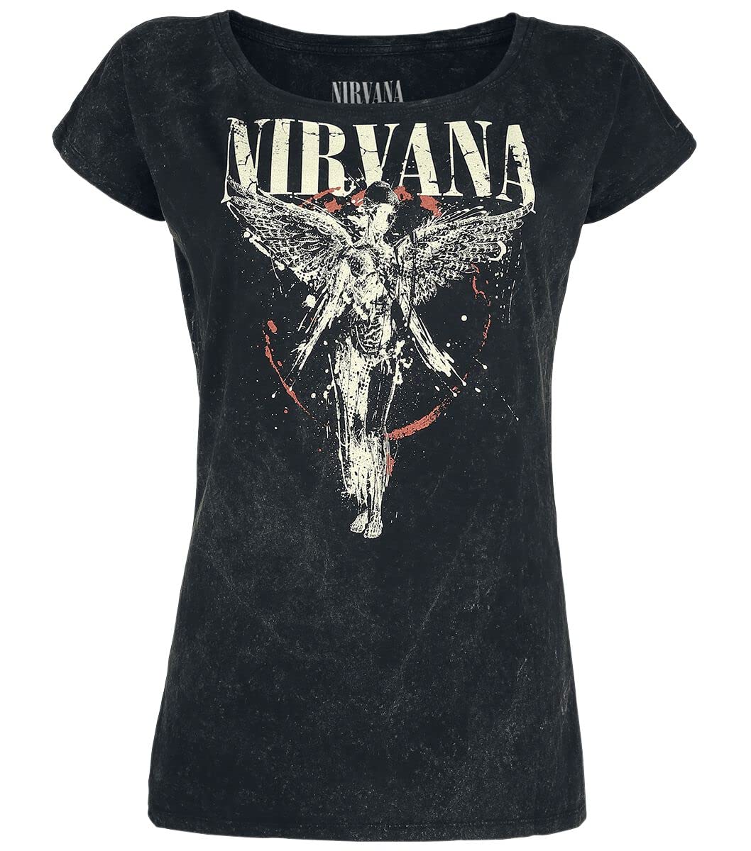 Nirvana Angel Frauen T-Shirt Charcoal Band-Merch, Bands XL Charcoal, XL Charcoal
