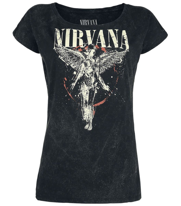 Nirvana Angel Frauen T-Shirt Charcoal Band-Merch, Bands XL Charcoal, XL Charcoal