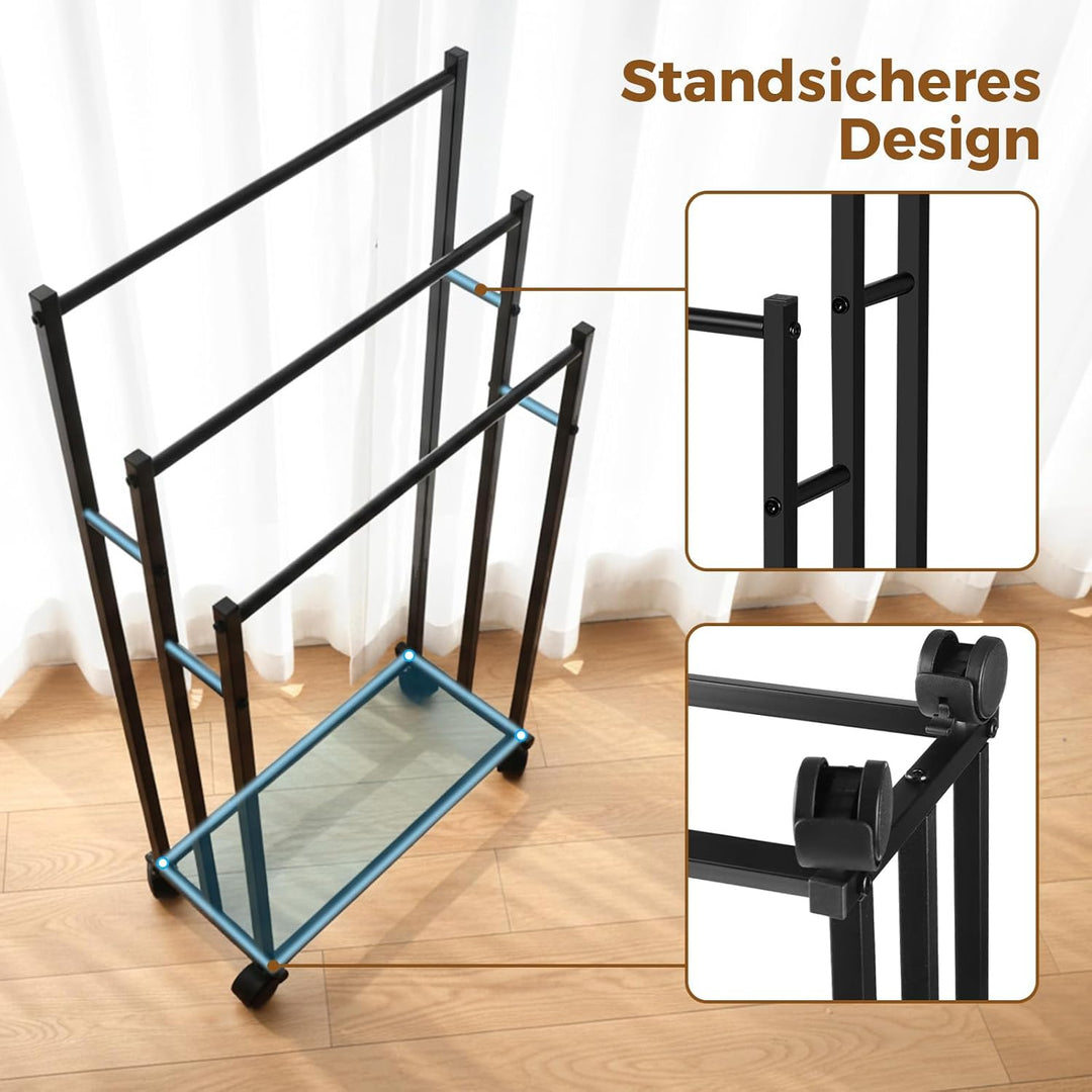 Handtuchhalter Stehend, Handtuchständer mit 3 Stangen, Badetuchhalter aus Metall, Freistehender Hand