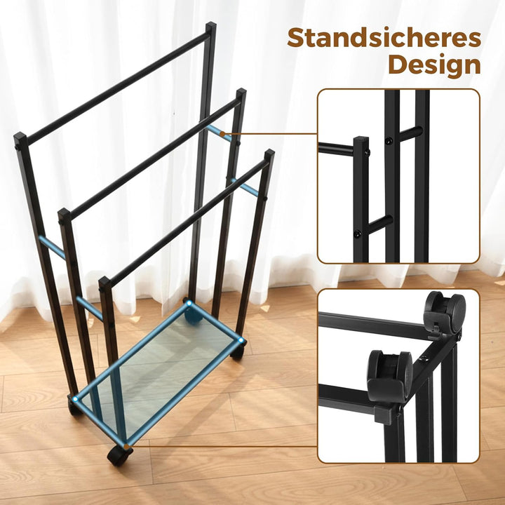 Handtuchhalter Stehend, Handtuchständer mit 3 Stangen, Badetuchhalter aus Metall, Freistehender Hand