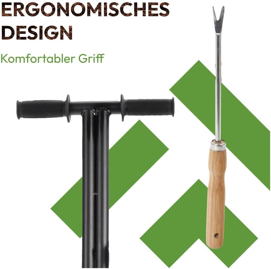 Dönges Rasenlüfter manuell - 4 Zinken aus Stahl + Kernsammelrahmen - Hand-Aerifizierer für Moosreduz