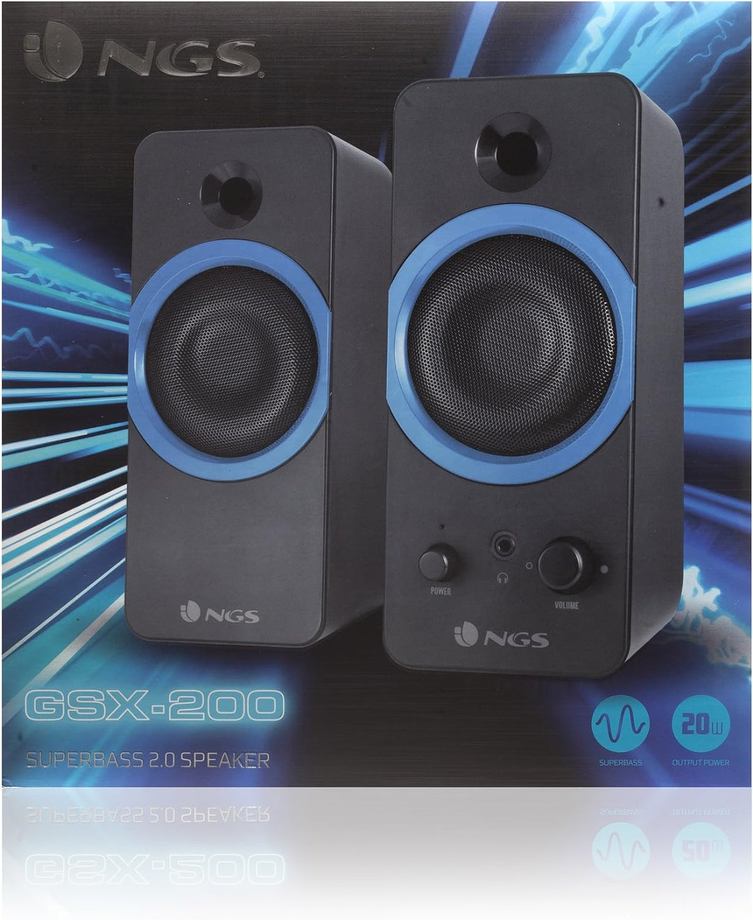 NGS GSX-200-20 W Stereo-Gaming-Lautsprecher mit starker Bassleistung, GSX-200