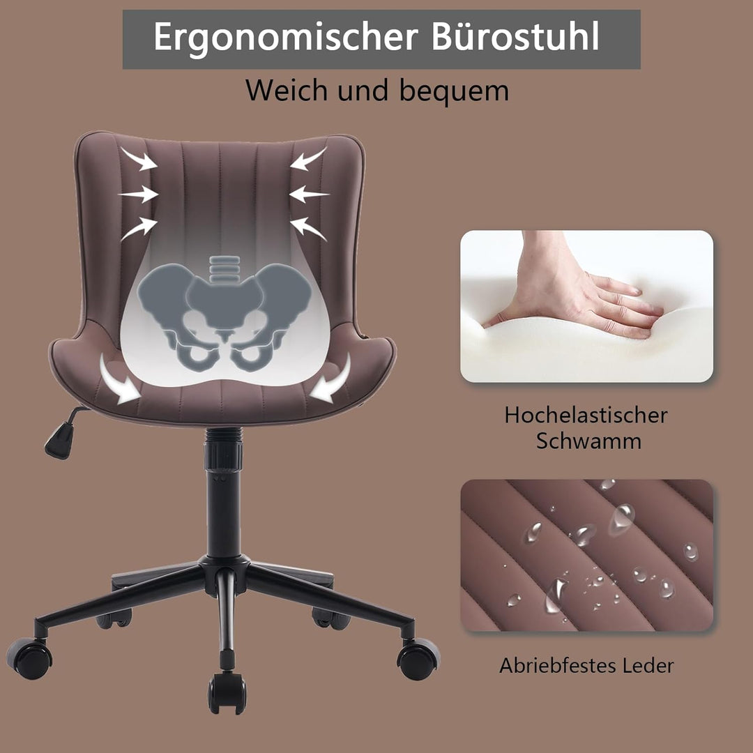 YOUTASTE Bürostuhl Ergonomisch, Schreibtischstuhl Höhenverstellbar, Bürostuhl mit PU-Leder & Rollen,