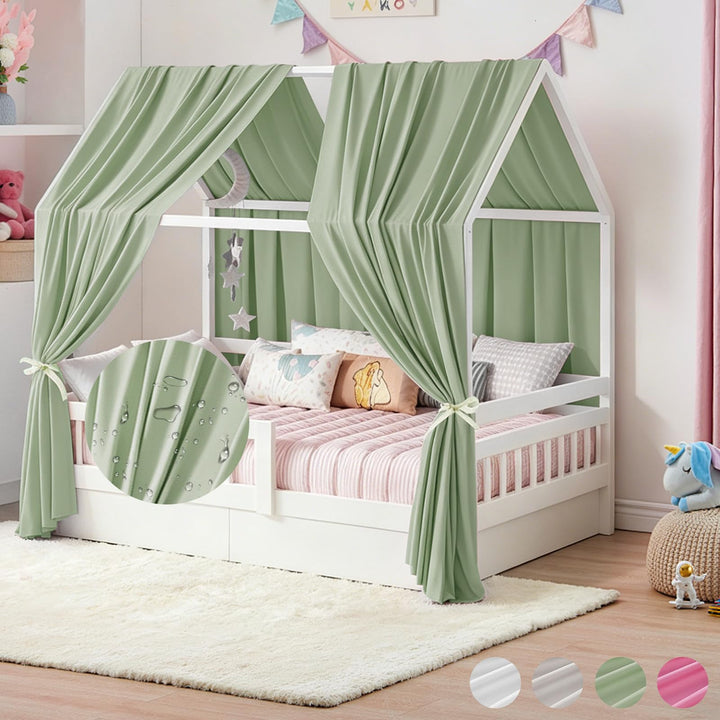 Hausbett Himmel, 2PCS Betthimmel Hausbett, Musselin himmelbett vorhänge, Hausbett Vorhang für Hausbe