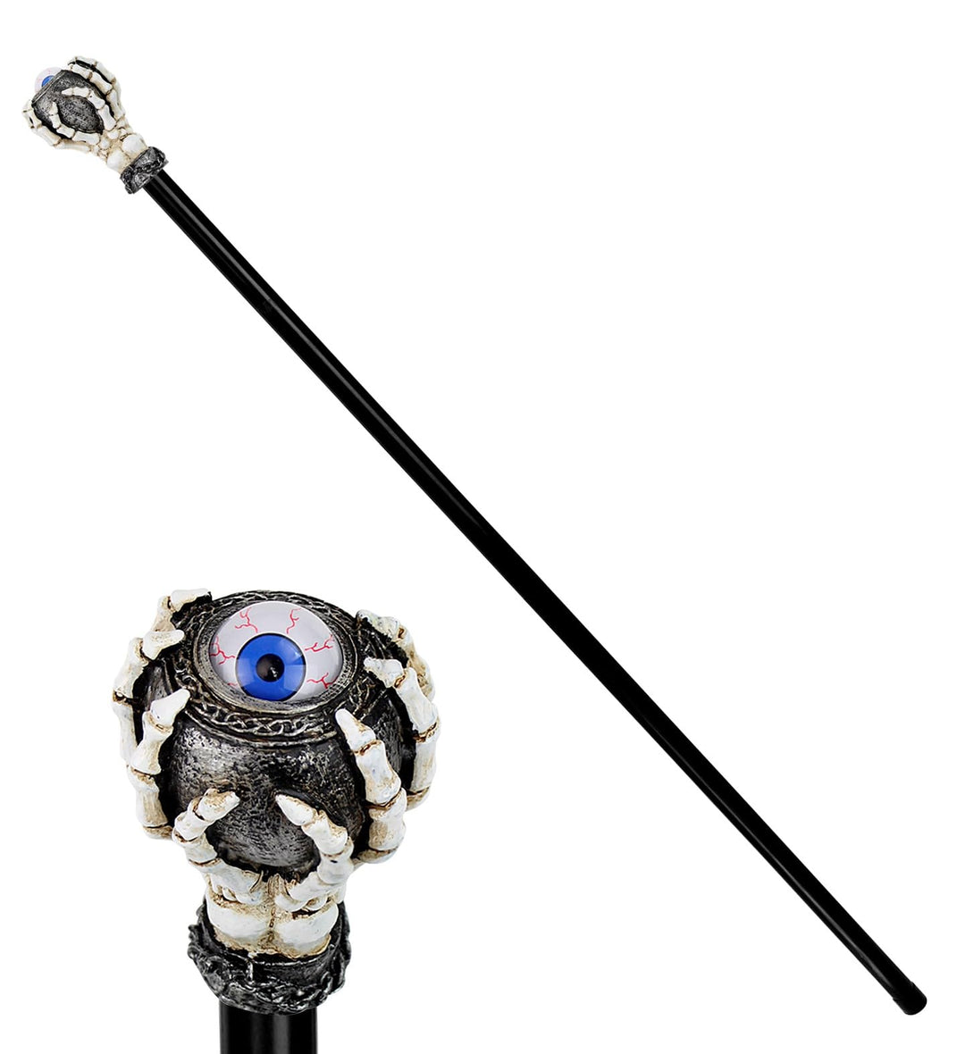 MIMIKRY Gehstock Skeletthand mit Wackelauge zerlegbar Wahrsager Steampunk Fantasy Magier Vampir Hall