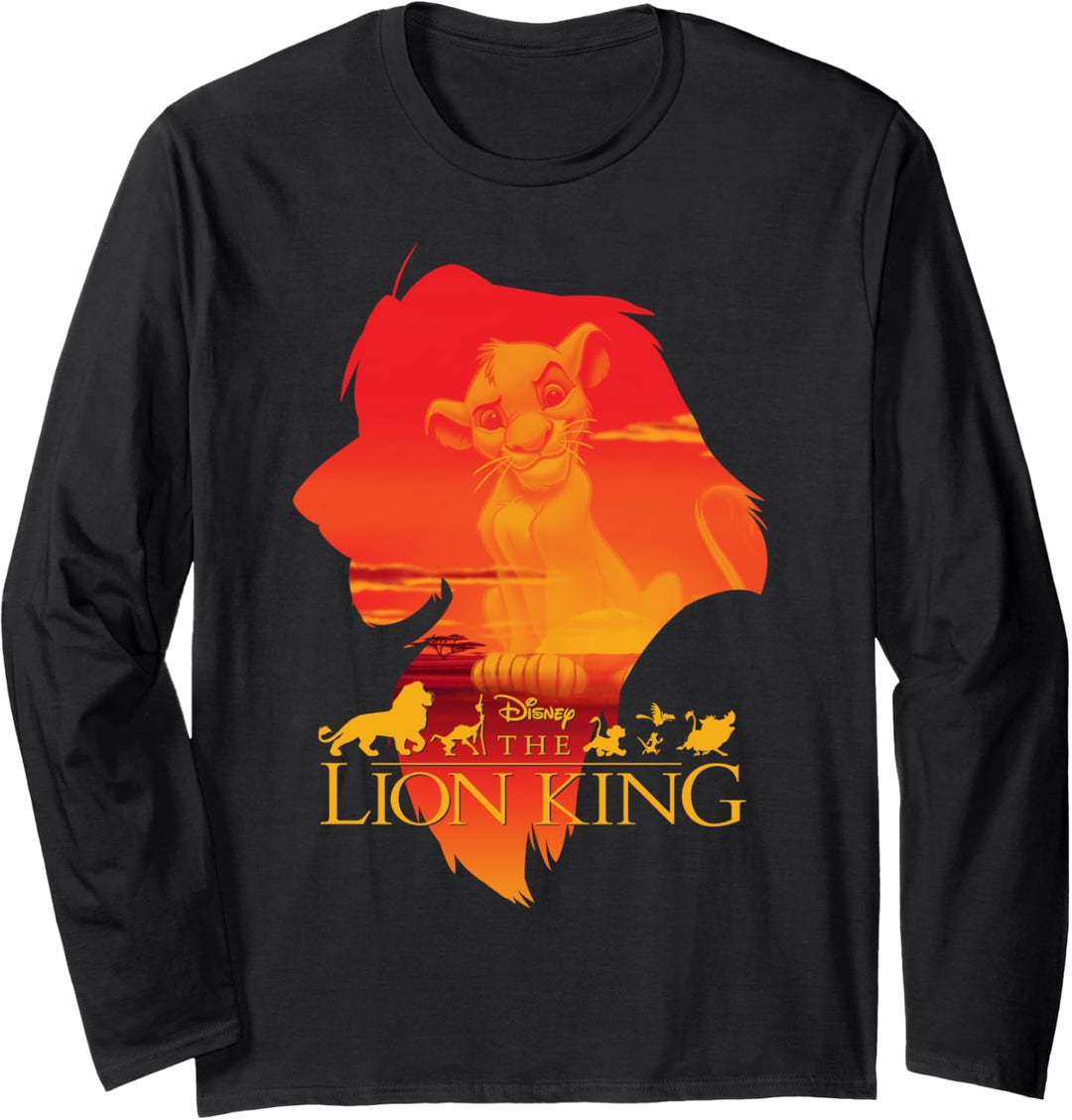 Disney The Lion King Simba Profile Silhouette Fill Langarmshirt