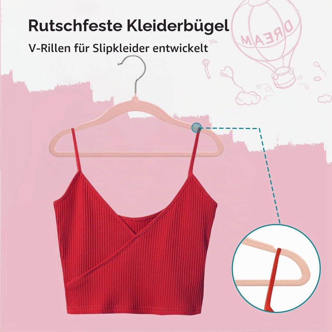 Stormix Kinder Kleiderbügel 32er-Pack, 35cm rutschfeste Kleiderbügel für Kinder, Samt-Kleiderbügel m