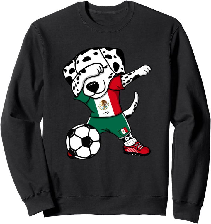 Dabbing Dalmatiner Hund Mexiko Fussball Mexikanische Flagge Sweatshirt