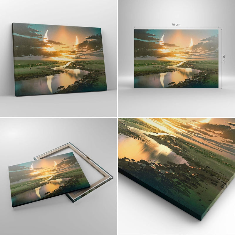 ARTTOR Bilder auf Leinwand natur natur Leinwandbild mit Rahmen 70x50cm Wandbilder Dekoration Wohnzim