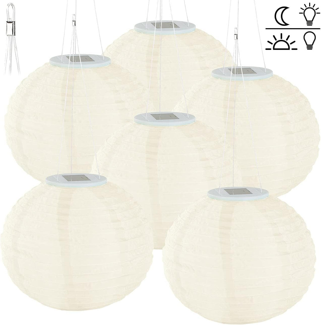 Lunartec Solar Lampions warmweiss: 12er-Set Solar-LED-Lampions, LEDs, Dämmerungs-Sensor, IP44, Ø 30