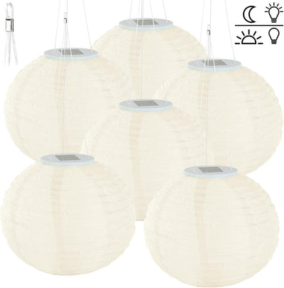 Lunartec Solar Lampions warmweiss: 12er-Set Solar-LED-Lampions, LEDs, Dämmerungs-Sensor, IP44, Ø 30