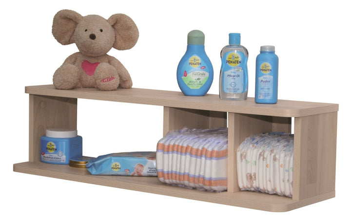 roba Windelregal, Wandboard mit 2 verschiebbaren Trennwänden auf versteckter Führung, Dekor 'Ahorn',