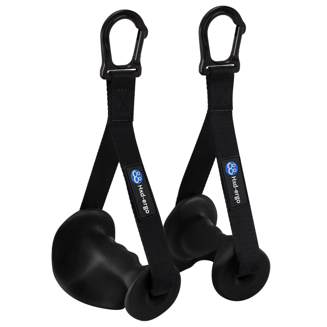 HXD-ERGO 2 Stück Einhandgriff für Widerstandsbänder, Fitnessband Griffe mit Metall D-Ring, Ergonomis