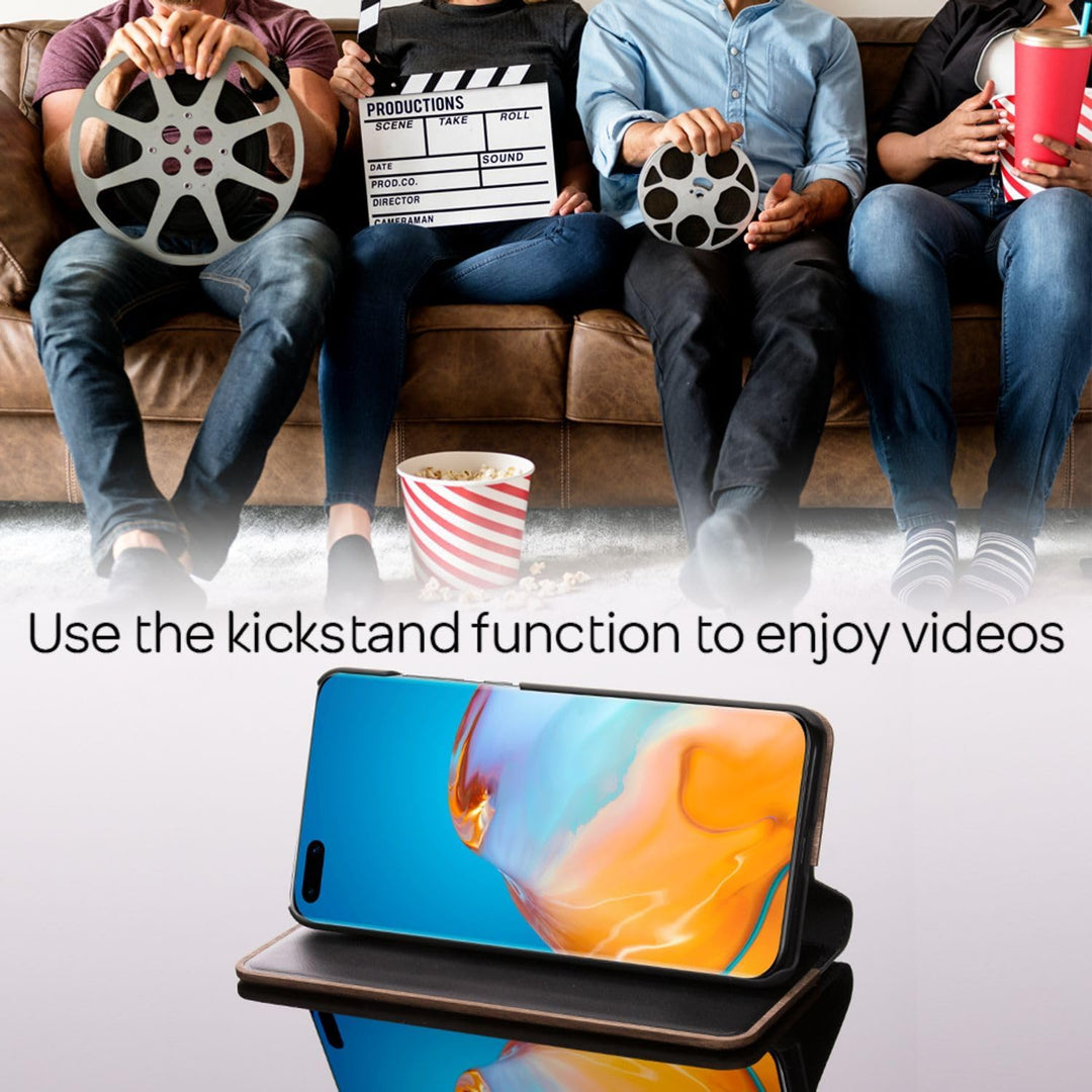 NALIA Echt-Holz Flipcase kompatibel mit Huawei P40 Hülle, Premium Wood Etui Handyhülle mit Klappe, H