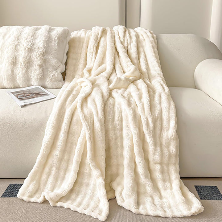 Bubble Decke - Weiss Kuscheldecke Kaninchen Flauschig,Dicke Und Warme Sofadecke Für Den Winter, Kuns