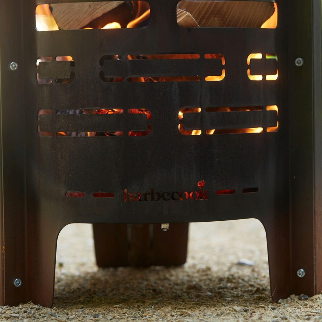 Barbecook Feuerkorb Jules mit Aschekasten aus vorgerostetem Cortenstahl, Feuerkorb BBQ Outdoors, 43x