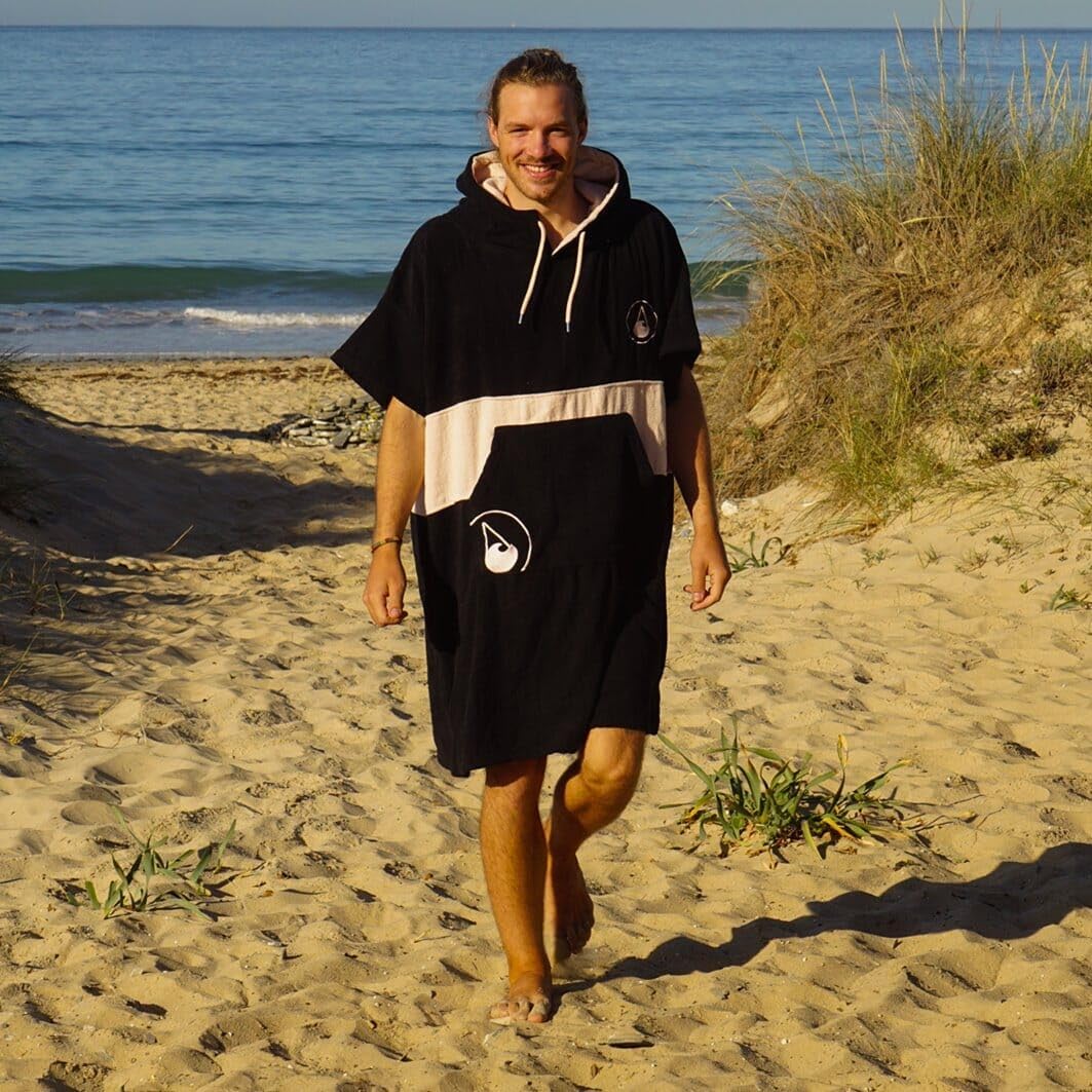 WAVE HAWAII Barravento Surfponcho für Körpergrössen 160-190 cm Poncho 100% ÖKO Baumwolle Velours Umk