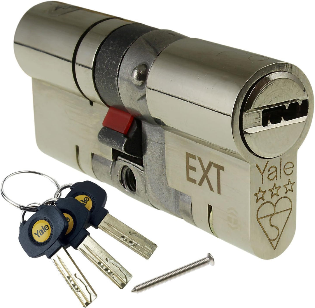 Yale P-YS3-3535B Euro-Zylinder mit 3 Sternen, P-YS3-4550N Doppelt (Visi verpackt) 45:50 (95mm) Nicke
