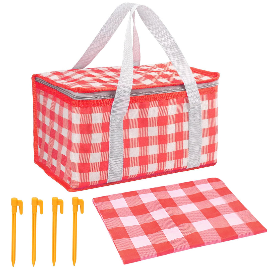 Huakaile Isolierte Picknickkörbe, 35 x 20 x 20 cm, mit Picknickdecke, 180 x 180 cm, tragbare, wasser