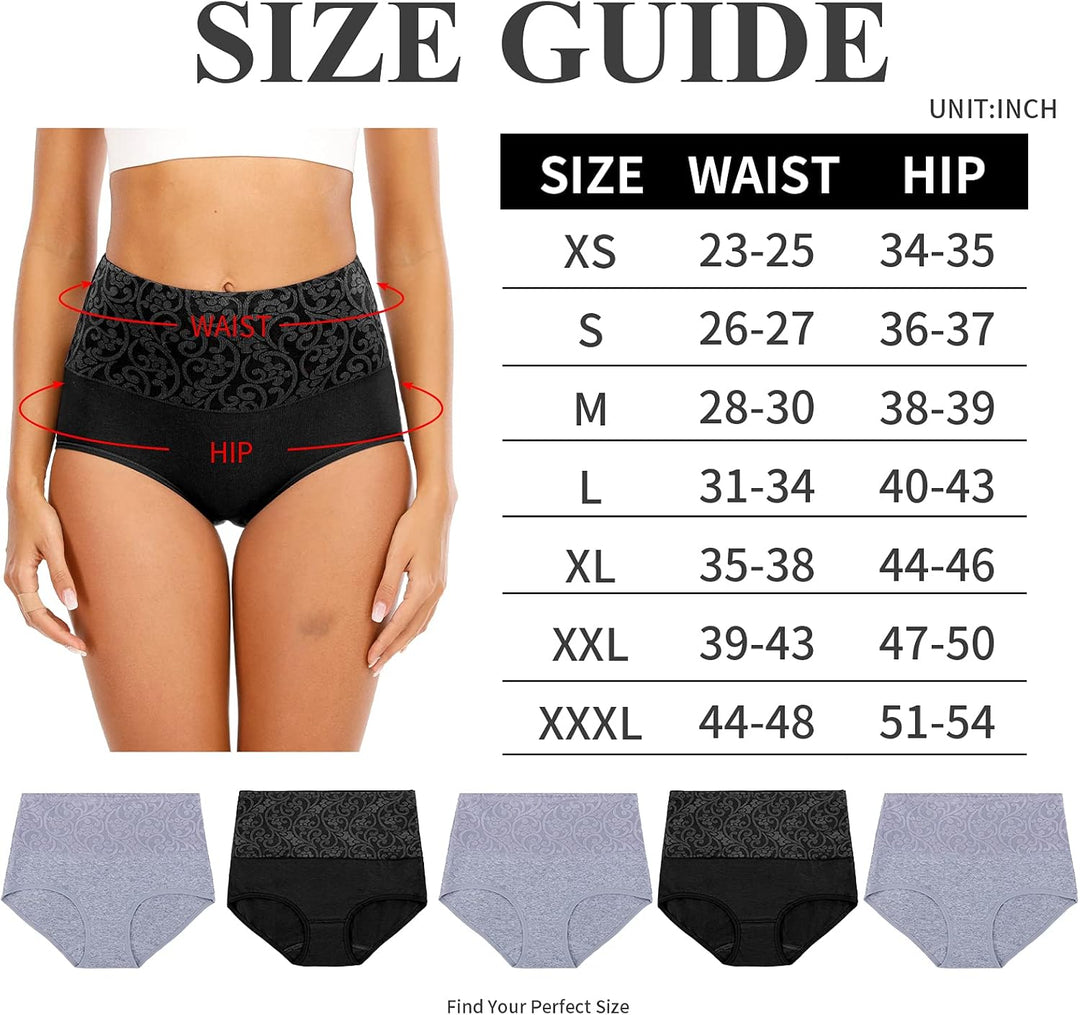 Senllori Damen Unterwäsche, hohe Taille, Baumwolle, Bauchkontrolle, weiche volle Abdeckung Multipack