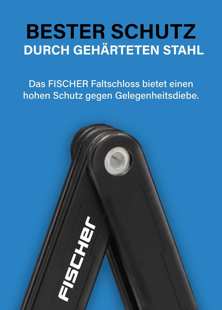 FISCHER PROTEC Plus+ FN110 Fahrrad Faltschloss mit Zahlenschloss, mit praktischer Handhabung, überzo