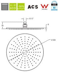 Grünblatt Wellness SPA Kopfbrause aus Messing Regenbrause Duschbrause (300 mm round)