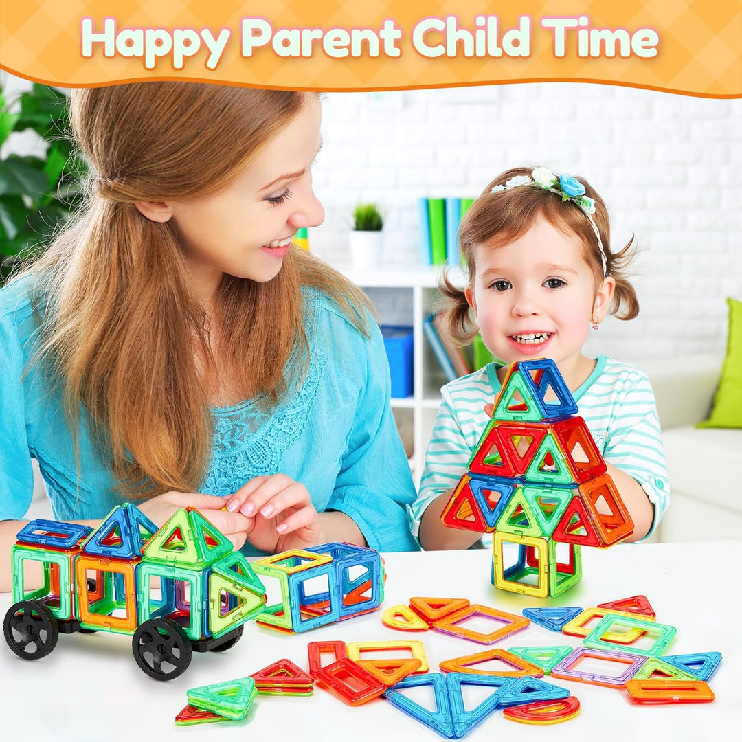 COOLJOYA Magnetische Bausteine 42 Teile | STEM Magnet Bausteine für Kinder | Magnet Montessori Spiel