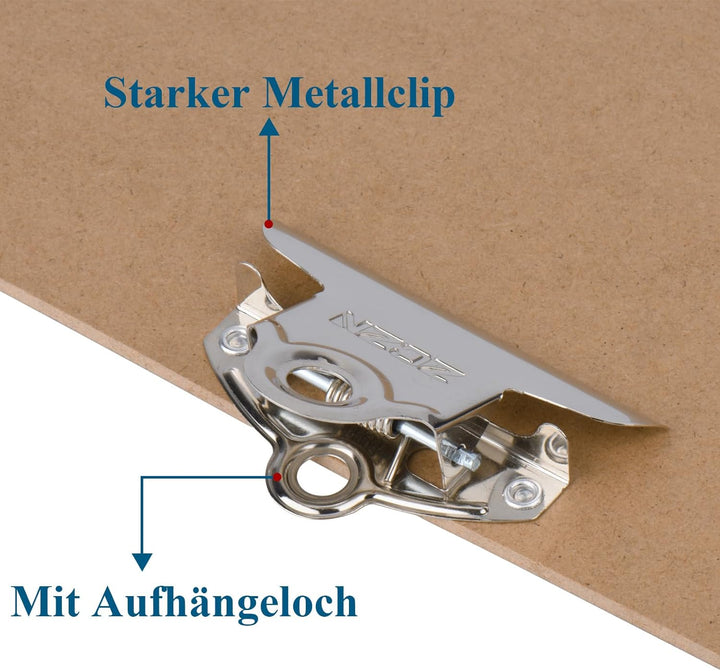 ZCZN 6er Klemmbrett a4, Clipboard Schreibbrett mit Butterfly Klemme, Braun 6 Stück, 6 Stück