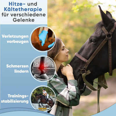 ICEHOF Kühl-Gamaschen Pferd (Fester Halt) - Angenehmes Obermaterial - 2 abnehmbare Kühlakkus und Ban