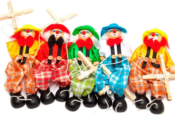 Pull String Puppe Lustige Bunte Pull String Marionette Vintage Clown Holz Marionette Handwerk Kunsth