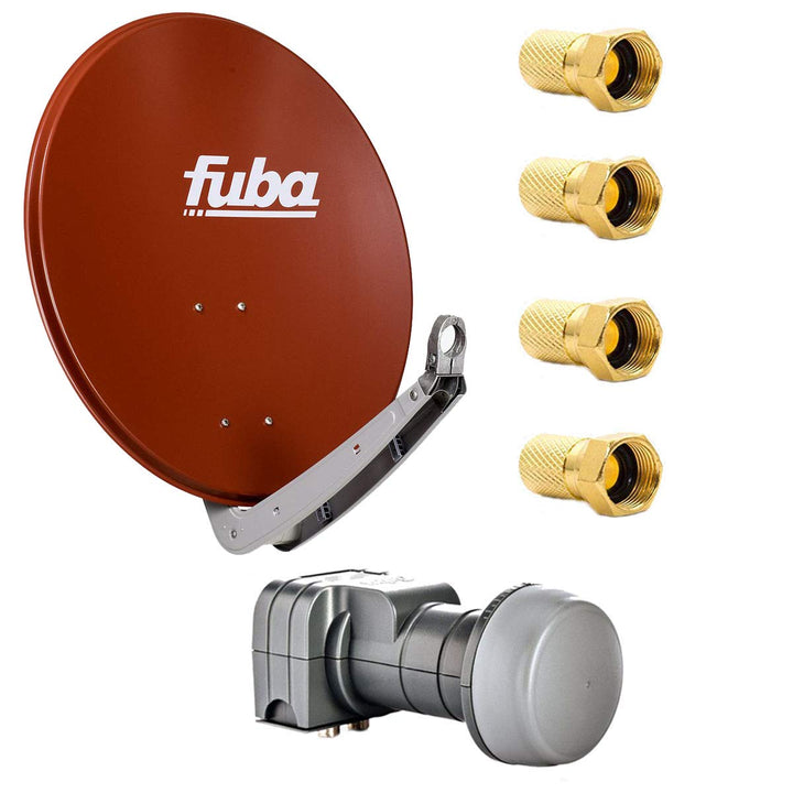 Fuba DAA 650 R Satellitenantenne 65 cm Parabolantenne Spiegel Aluminium Rot DEK 217 Twin-LNB HDTV 4K