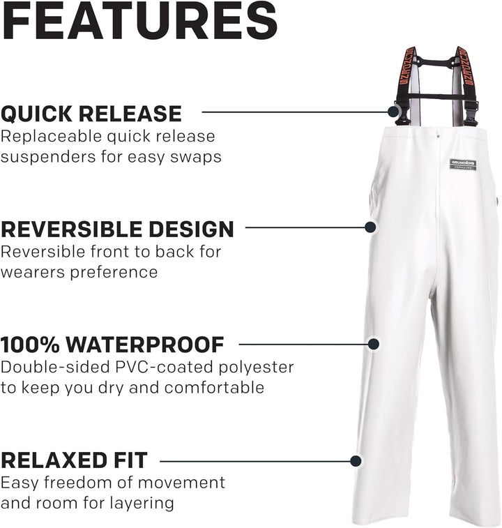 Grundens Herren Herkules Latzhose in Professioneller Qualität | Wasserdicht, Verstellbar M Weiss, M