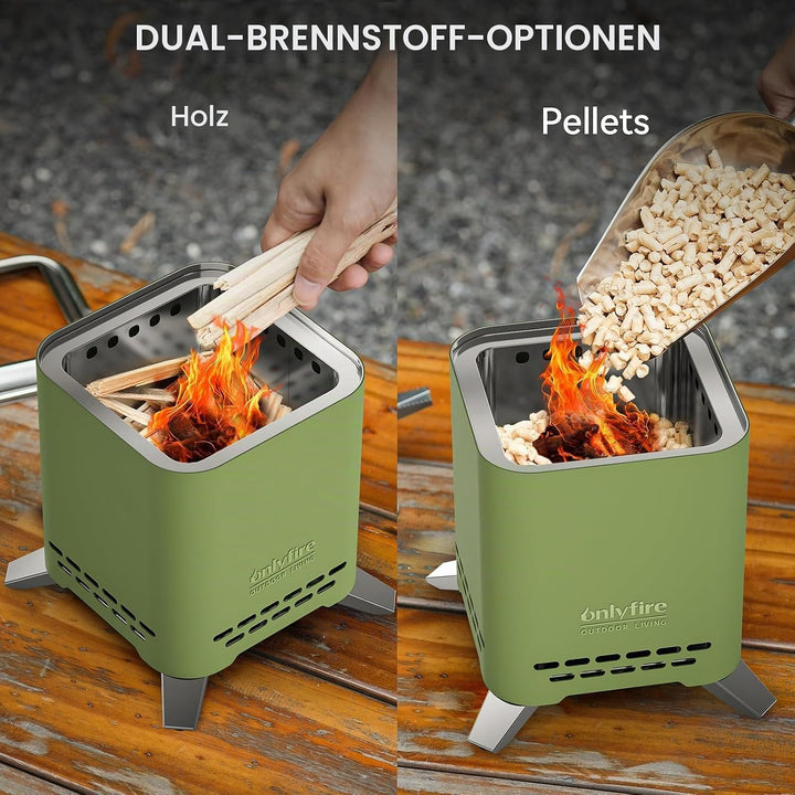 Onlyfire 2 in 1 Tischkamin Outdoor, Mini Feuerschale für den Garten, Feuerstelle Klein für Holz und