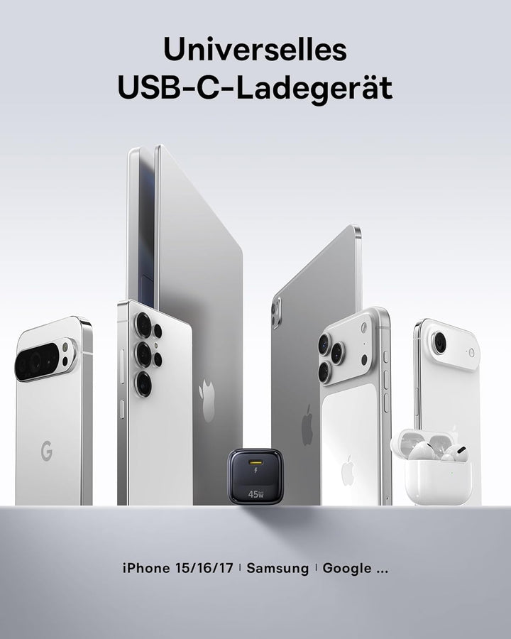 Baseus Enerfill 45W USB C Ladegerät GaN Schnellladegerät mit 1m Schnellladekabel, PPS PD Netzteil fü