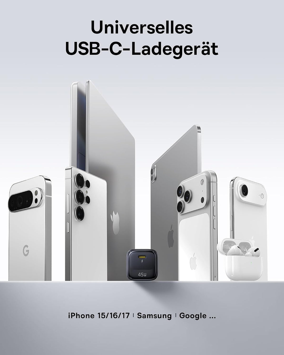 Baseus Enerfill 45W USB C Ladegerät GaN Schnellladegerät mit 1m Schnellladekabel, PPS PD Netzteil fü