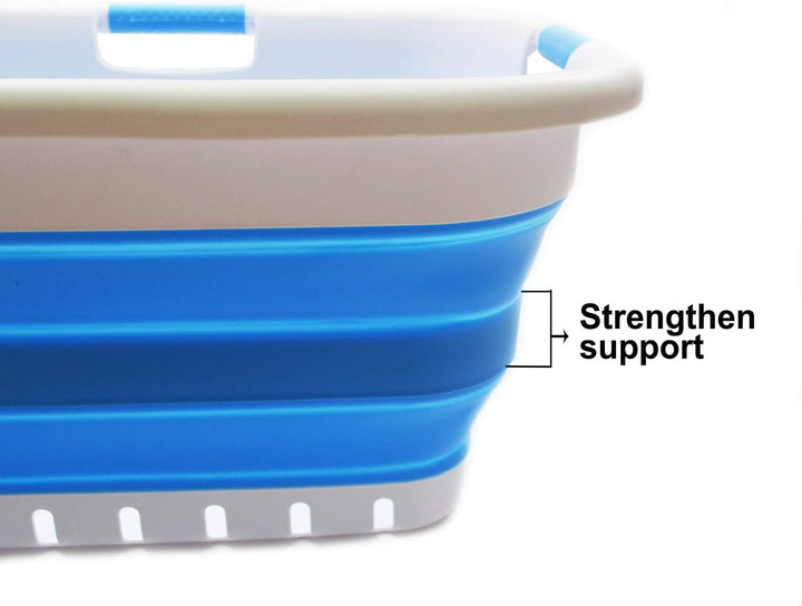 SAMMART 41L Collapsible 3 Handled Plastic Laundry Basket - Foldable Pop Up Storage Container/Organiz
