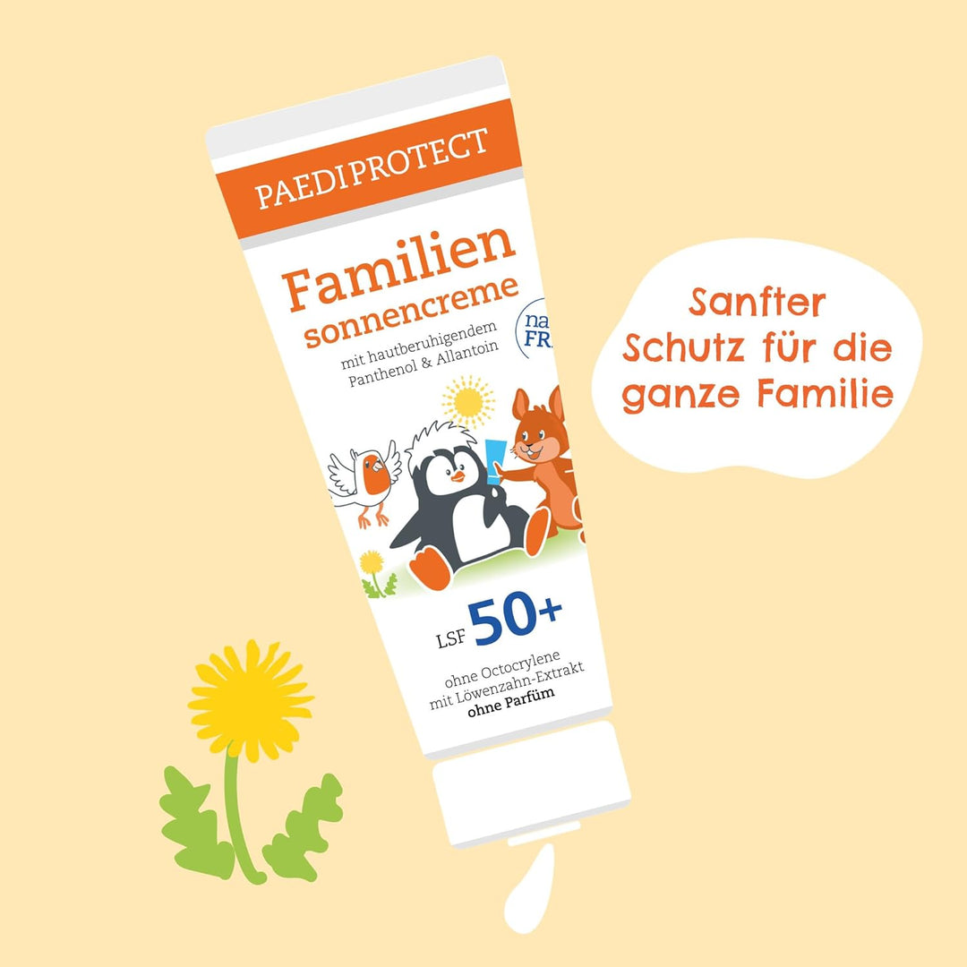 PAEDIPROTECT Sonnencreme Familien Set Sonne LSF 50+, für Baby, Kinder und Erwachsene, parfümfreier S