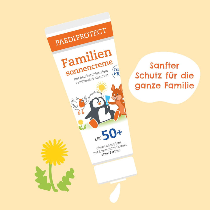 PAEDIPROTECT Sonnencreme Familien Set Sonne LSF 50+, für Baby, Kinder und Erwachsene, parfümfreier S