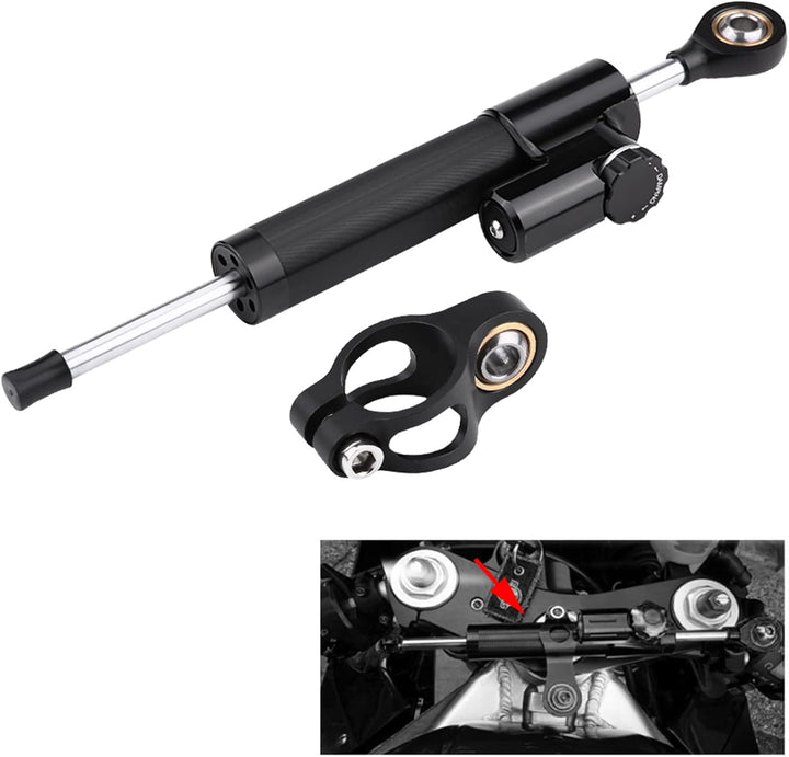 Keenso Motorrad CNC Lenkungsdämpfer, Universal Dämpfer Stabilisator Linear umgekehrt mit Montagehalt