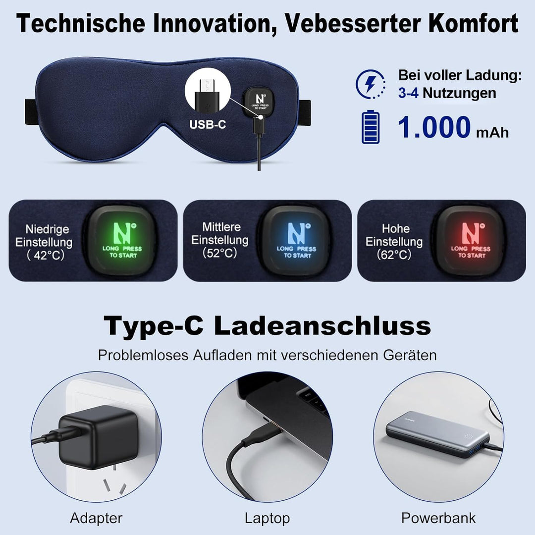 AROMA SEASON Wärmebrille mit Akku ohne Kabel zur Linderung von trockenen Augen, Gerstenkorn, Blephar