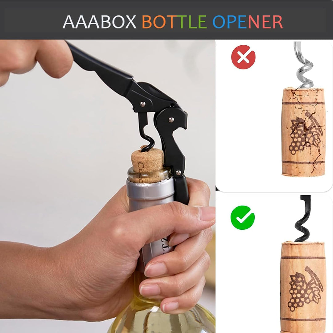 Sommelier Kellnermesser mit Geschenkbox 2 Stück，3-in-1 Upgraded Heavy Duty Edelstahl Korkenzieher We