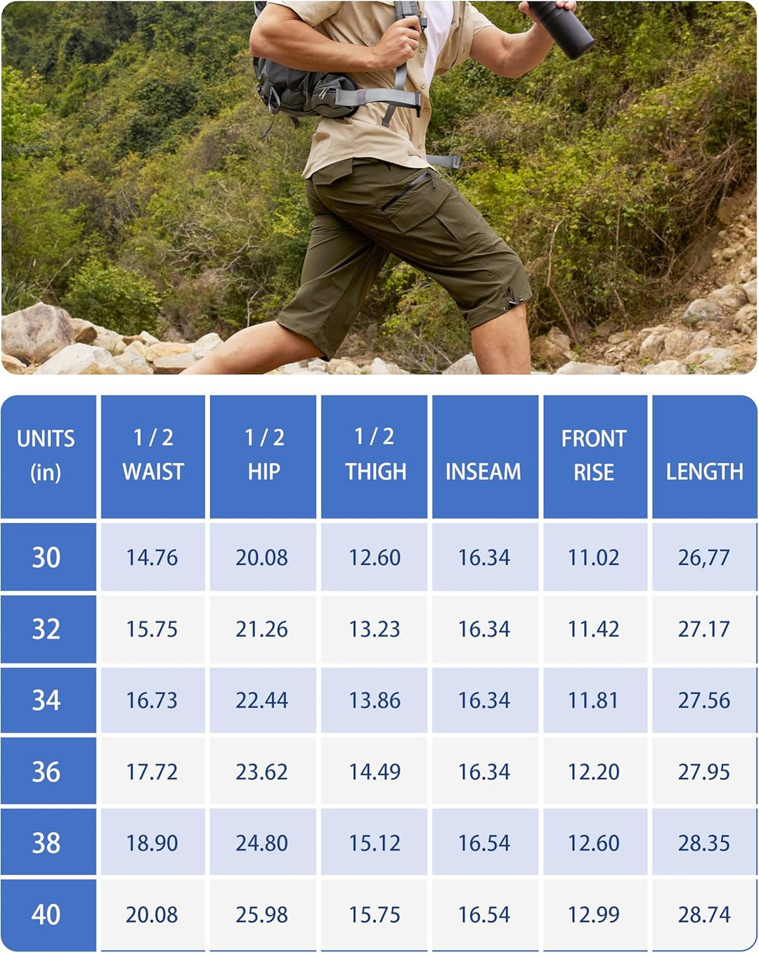 MAGCOMSEN Herren 3/4 Hose Schnelltrocknend Outdoor Shorts mit 7 Taschen Leicht Sommer Caprihose Atmu