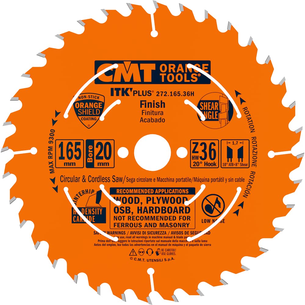 Cmt orange Tools 272.165.36h – Kreissägeblatt (Ultra ITK) 165 x 1,5 x 20 Z 36