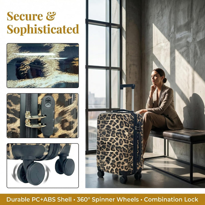 Leopard Print Pattern Luggage Set, 4 - Stück-Set mit Grössen von 14 Zoll, 20 Zoll, 24 Zoll und 28 Zo