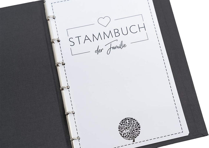 Hochzeitideal Stammbuch der Familie 'Serie Liebesbund' Leinen dunkelgrau