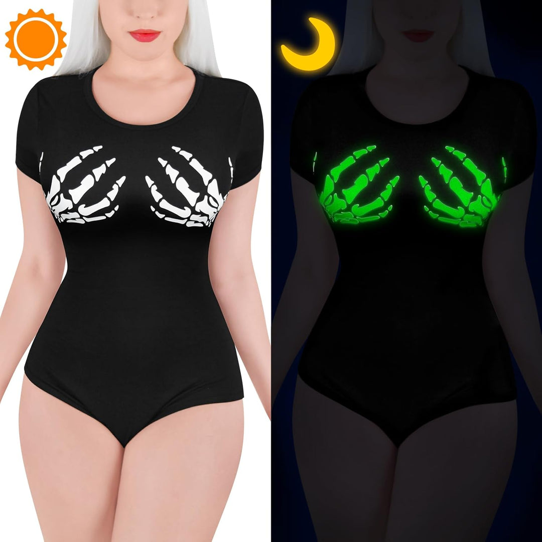 LittleForBig Baumwolle Strampler Onesie Pyjamas Bodysuit – Lady Death Nacht Glow Strampler Schwarz X
