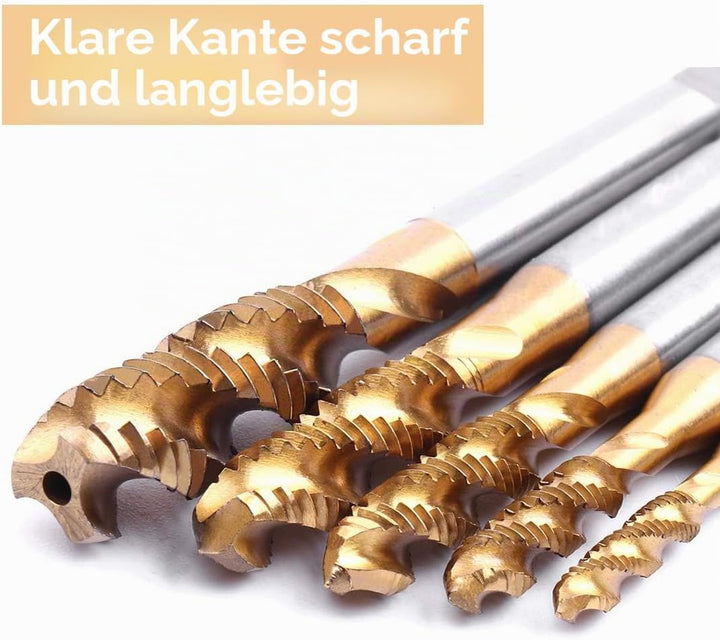ATOPLEE Gewindebohrer mit Spiralnut, 5 Stück Titanbeschichteter HSS 6542 Metrischer Maschinengewinde