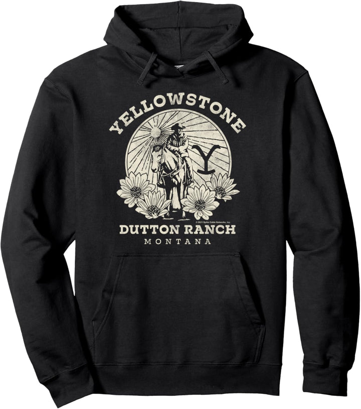Yellowstone Dutton Ranch Solo Horseback Rider Logo V1 Pullover Hoodie